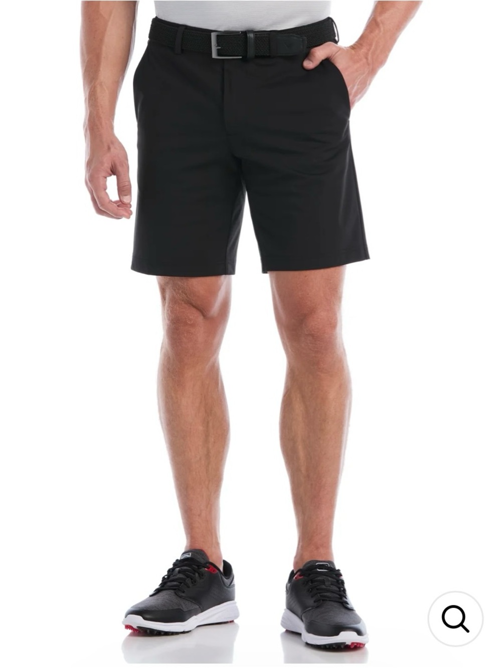 Callaway Mens Black Flat-Front Golf Shorts